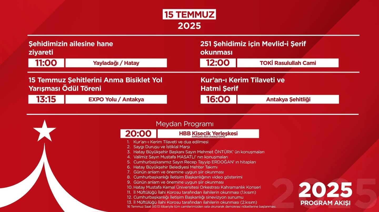 15 Temmuz’da Hatay’da Demokrasi Nöbeti