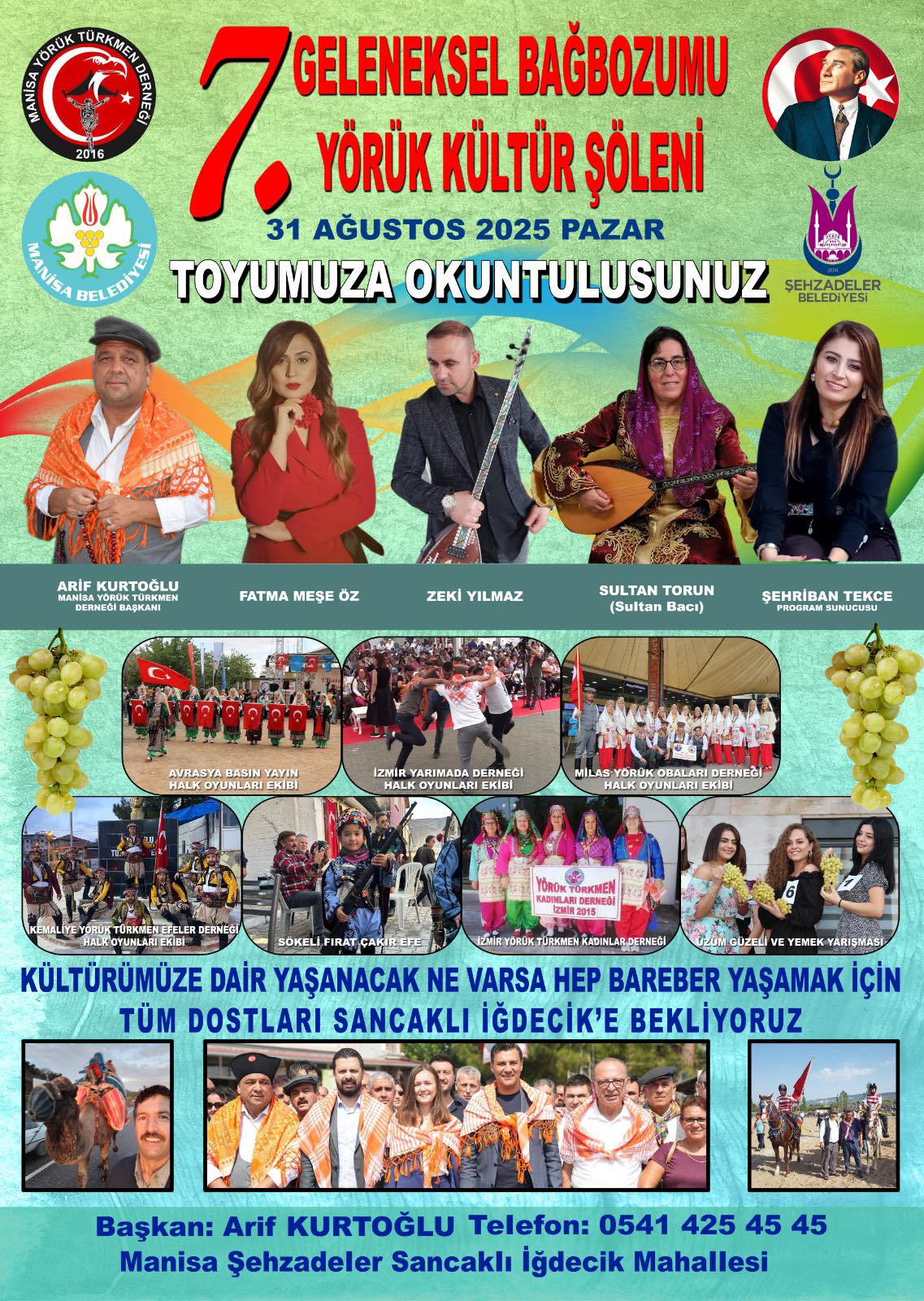 7. MANİSA BAĞBOZUMU VE YÖRÜK TÜRKMEN KÜLTÜR ŞÖLENİNDE GERİ SAYIM BAŞLADI