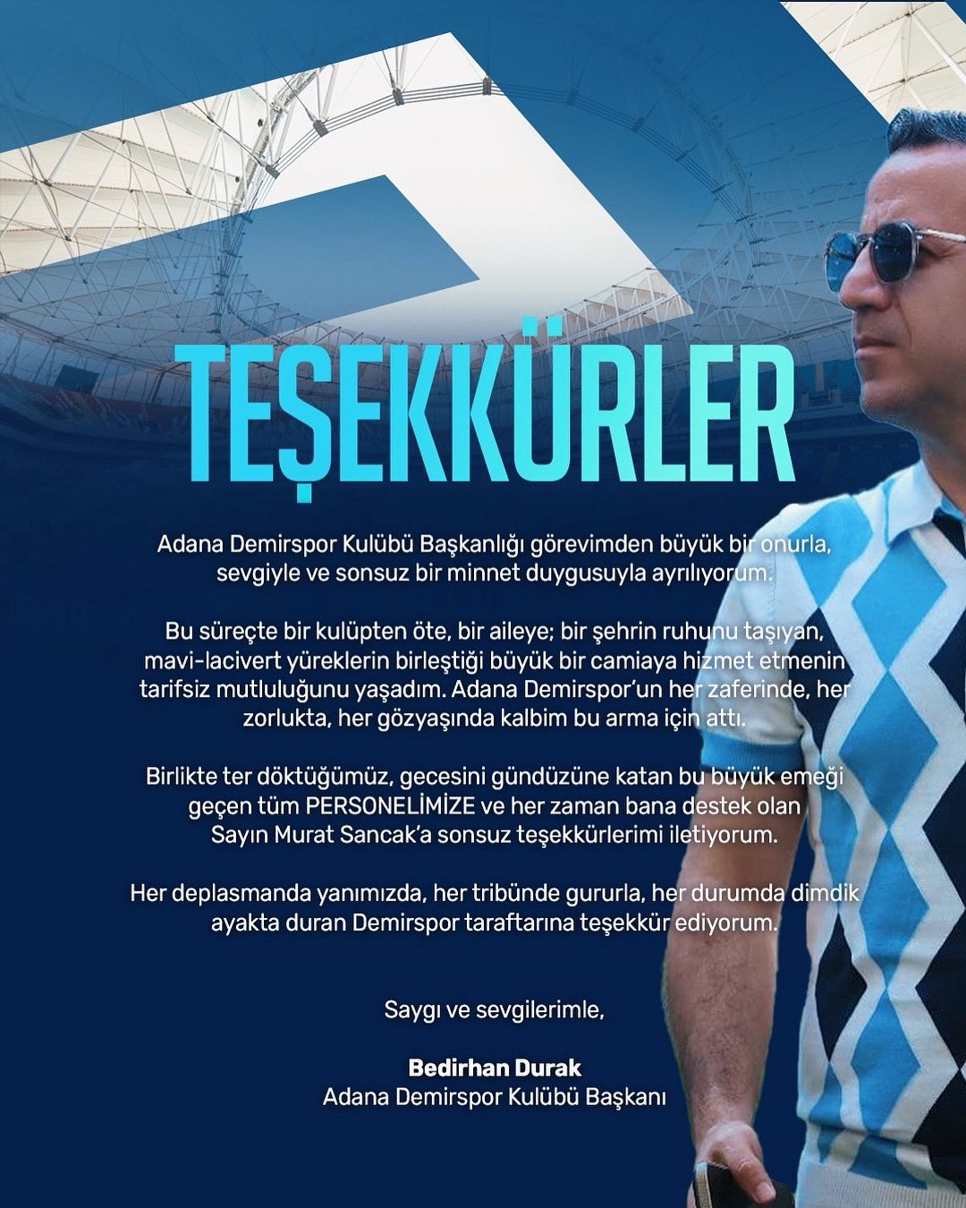 Adana Demirspor Başkanı Bedirhan Durak 8-1’lik Mağlubiyet Sonrası İstifa Etti