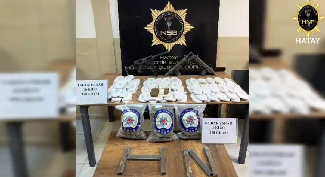 Altınözü’nde yüklü miktarda uyuşturucu ve silah ele geçirildi