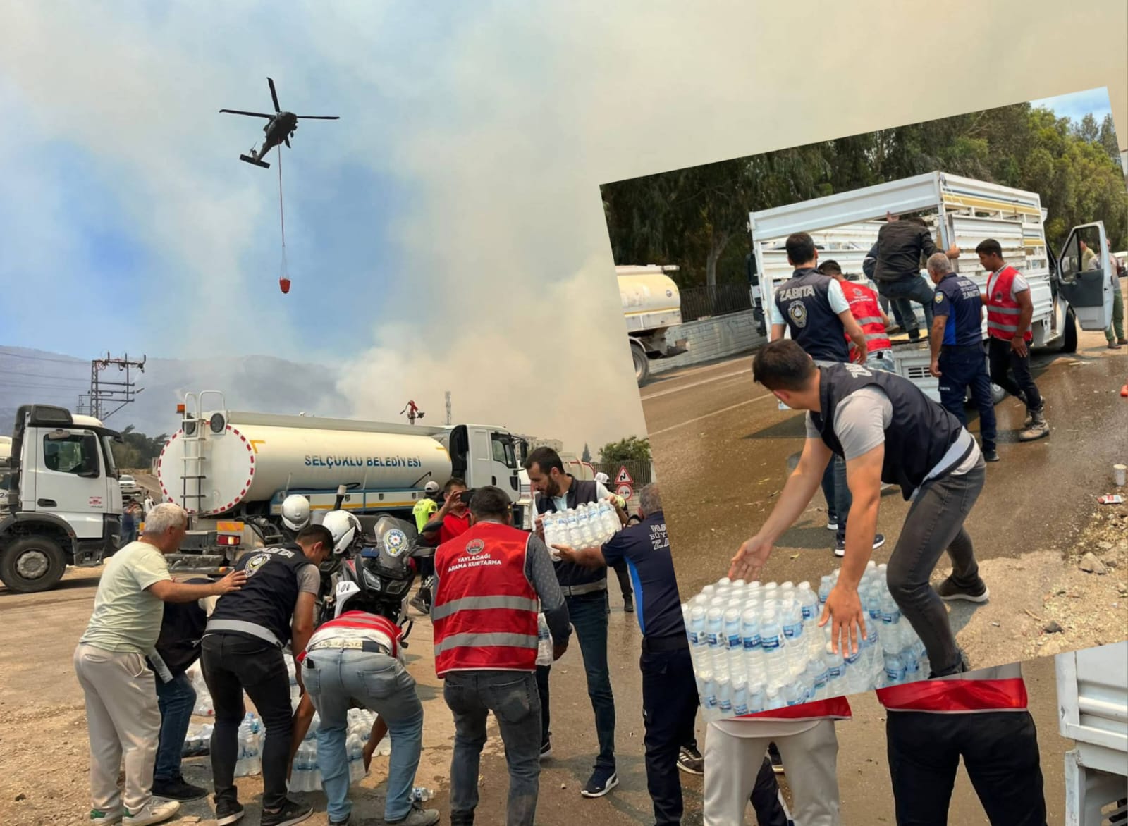 Çevre belediyelerden Antakya yangın bölgesine destek