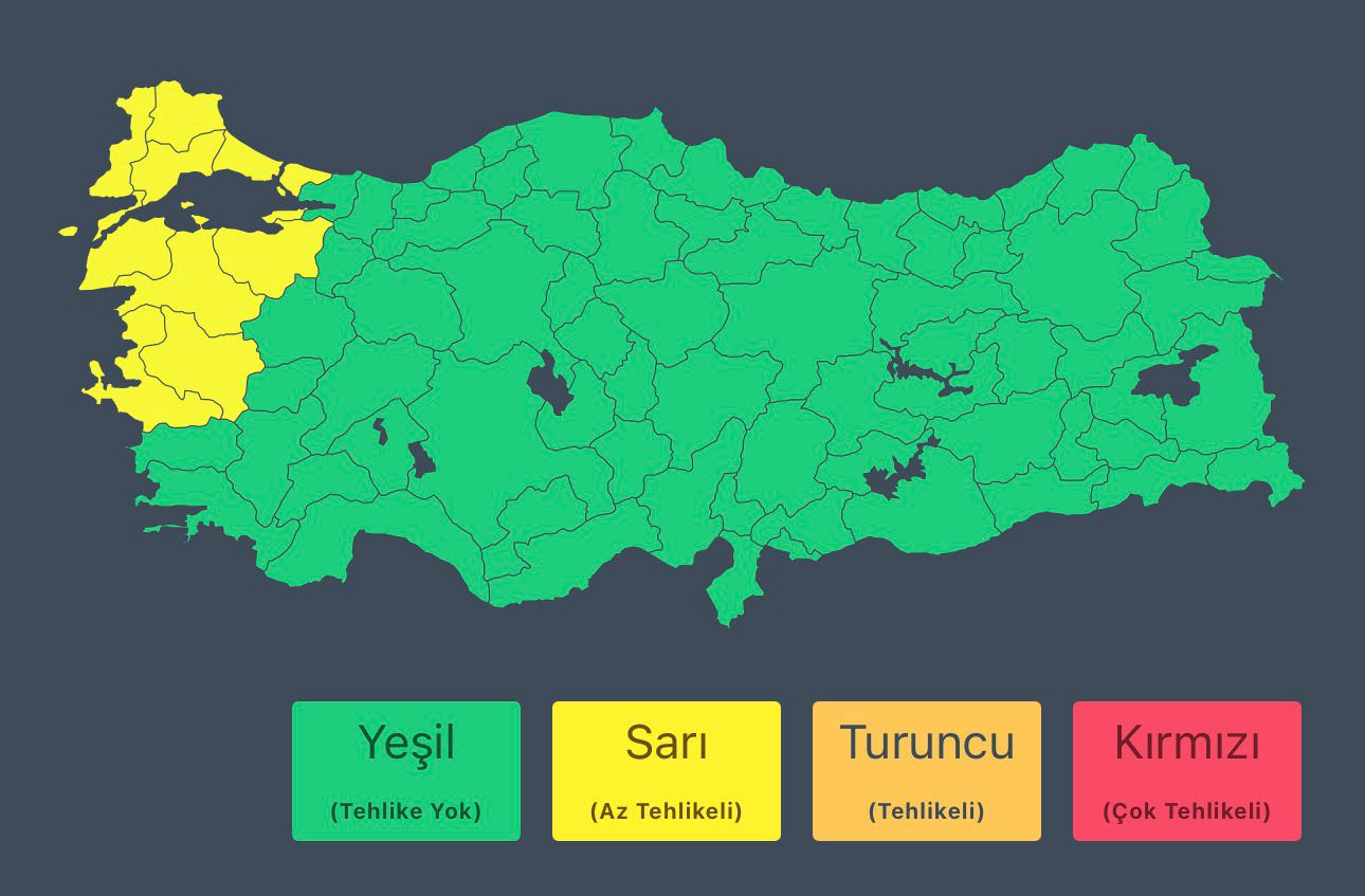 İçişleri Bakanlığı’ndan Marmara ve Ege İçin Kuvvetli Yağış Uyarısı