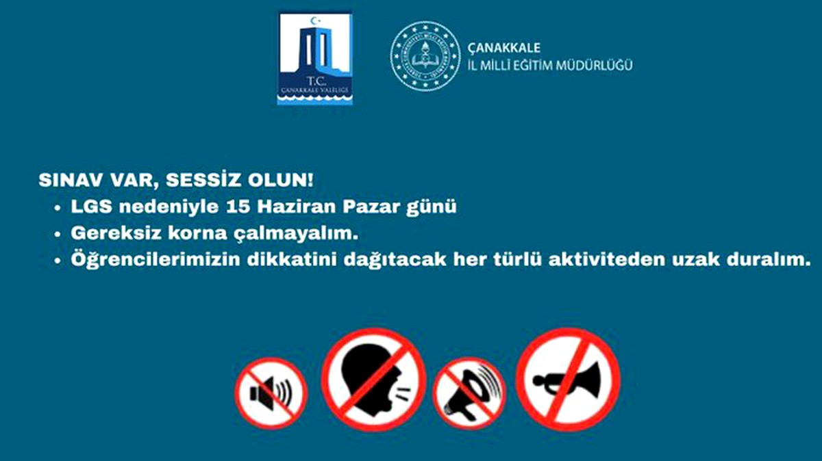 LGS Sınavı Öncesi Çanakkale Valiliği’nden Sessizlik Çağrısı
