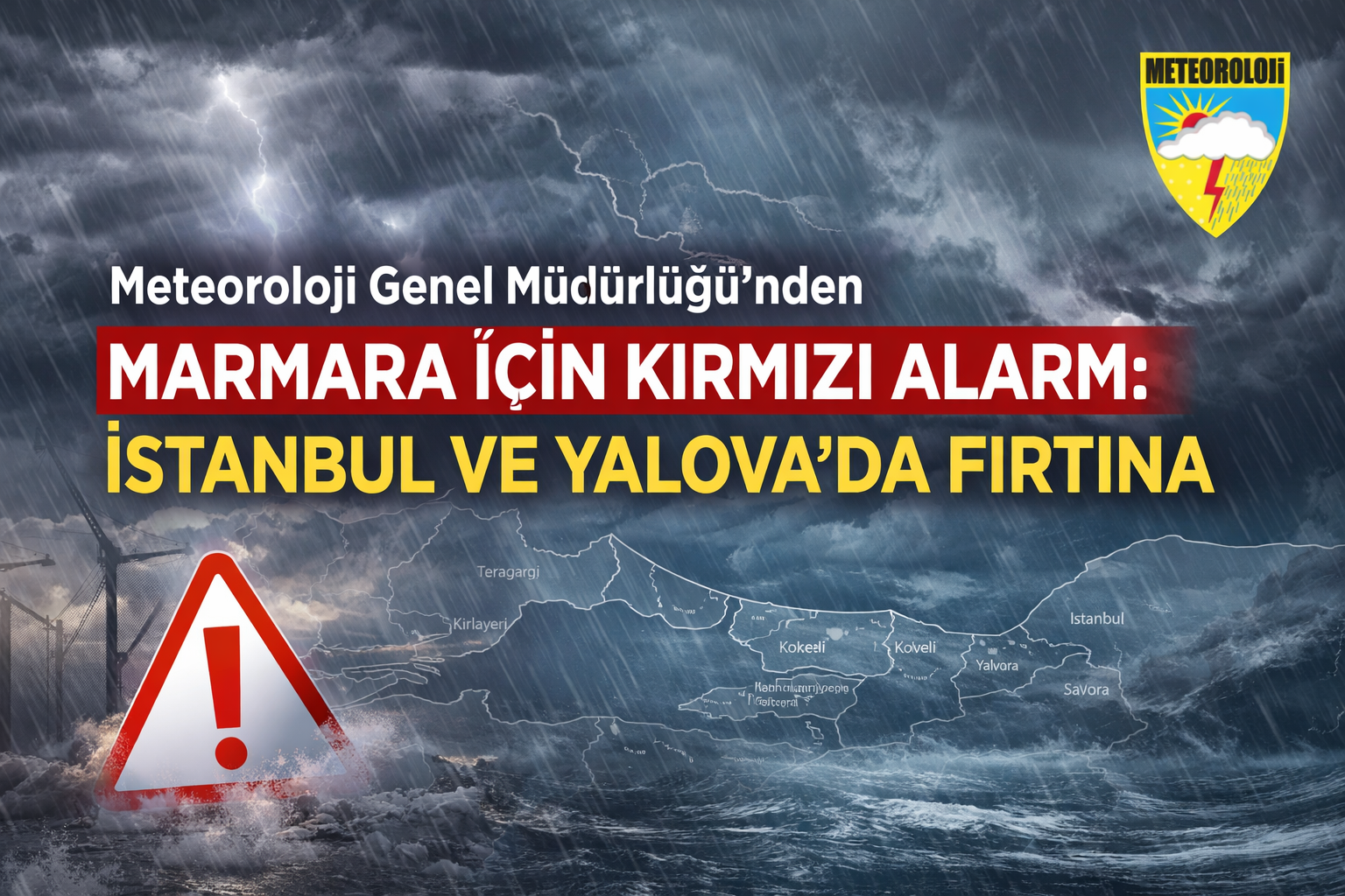 Meteoroloji Genel Müdürlüğü’nden Marmara İçin Kırmızı Alarm: İstanbul ve Yalova’da Fırtına