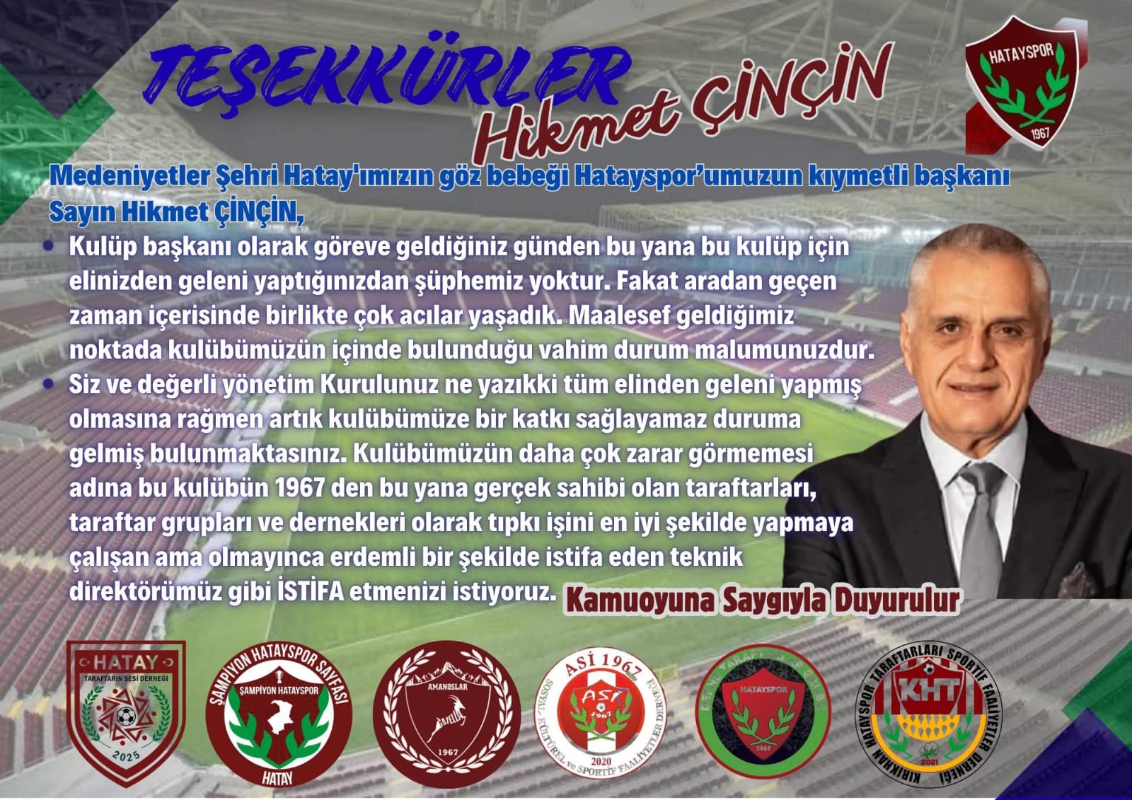 Taraftarlardan İstifa Çağrısı