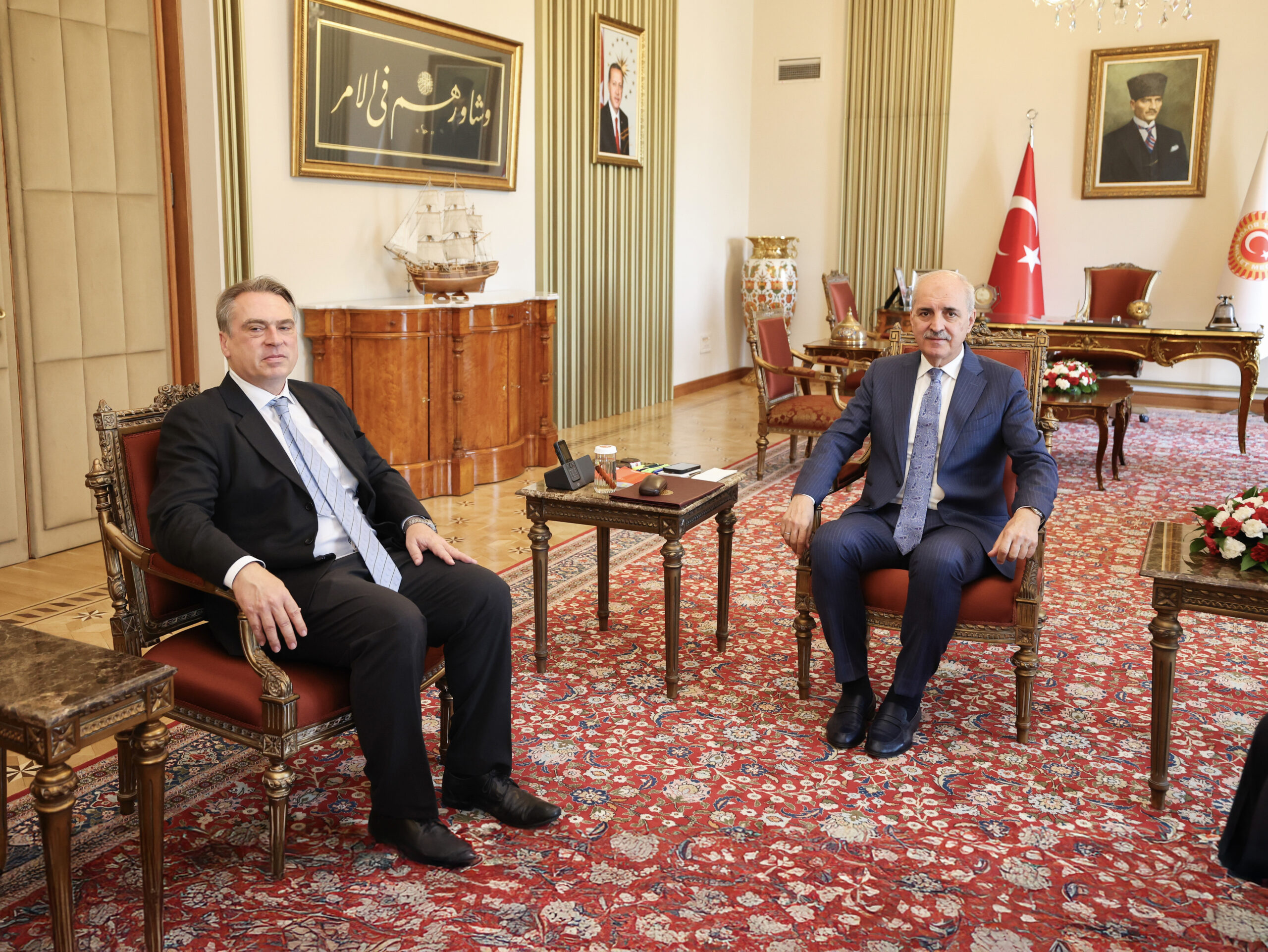 TBMM Başkanı Numan Kurtulmuş, AB Türkiye Delegasyon Başkanı Thomas Ossowski’yi Kabul Etti
