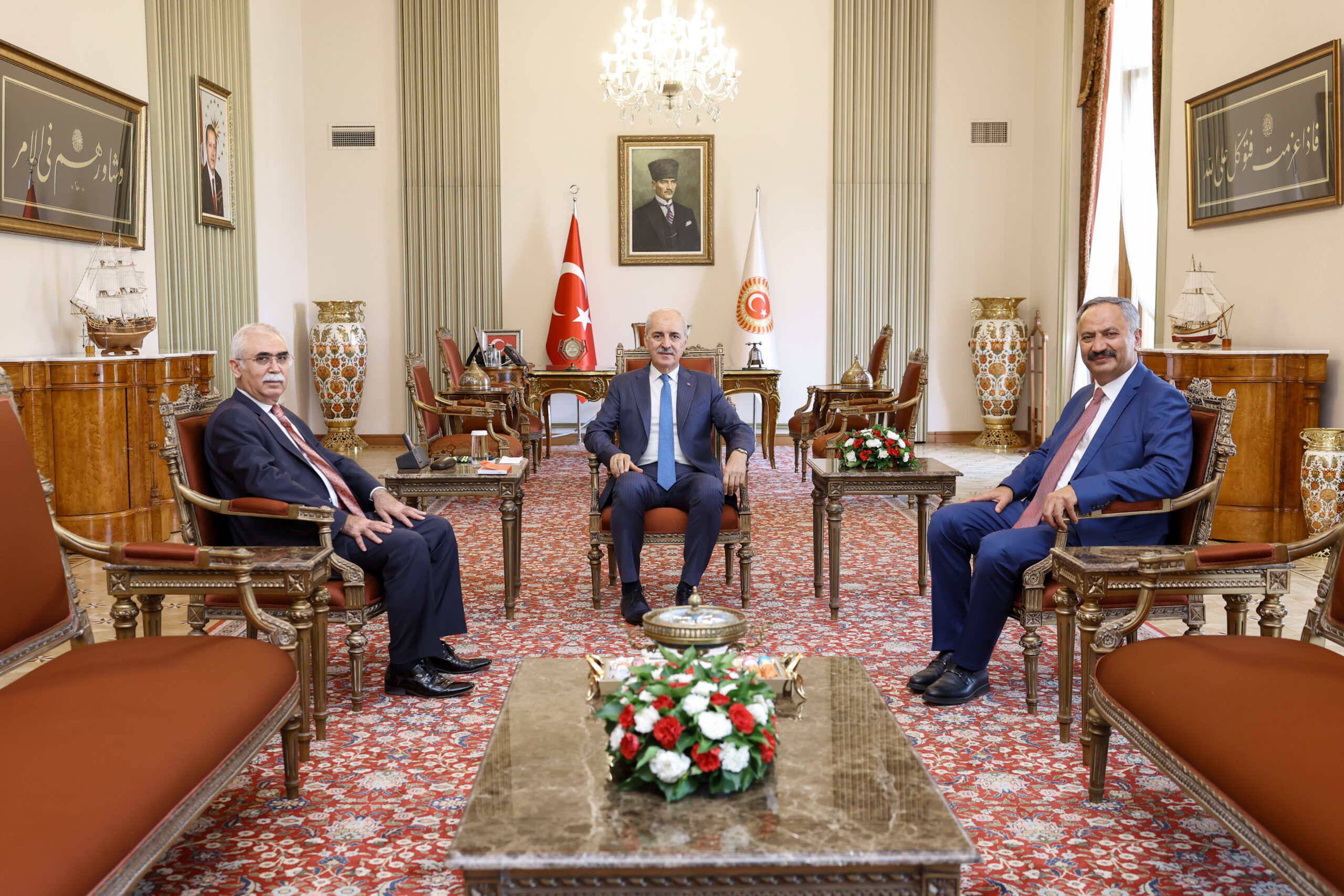 TBMM Başkanı Numan Kurtulmuş, Anayasa Mahkemesi Başkanı Kadir Özkaya’yı Kabul Etti