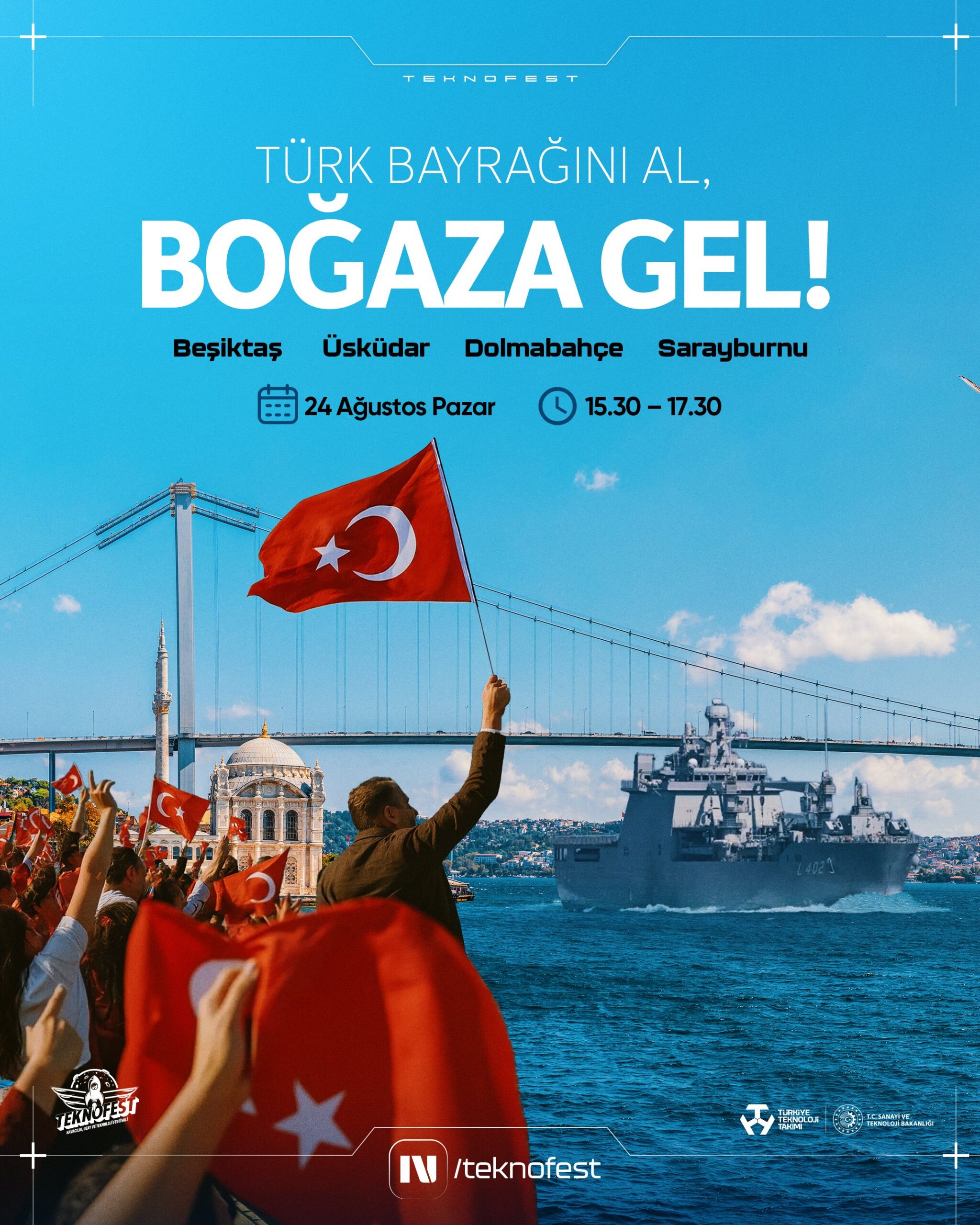 TEKNOFEST’ten Boğaz’da Gurur Dolu Geçiş: TCG Sancaktar Mavi Vatan İçin Yola Çıkıyor