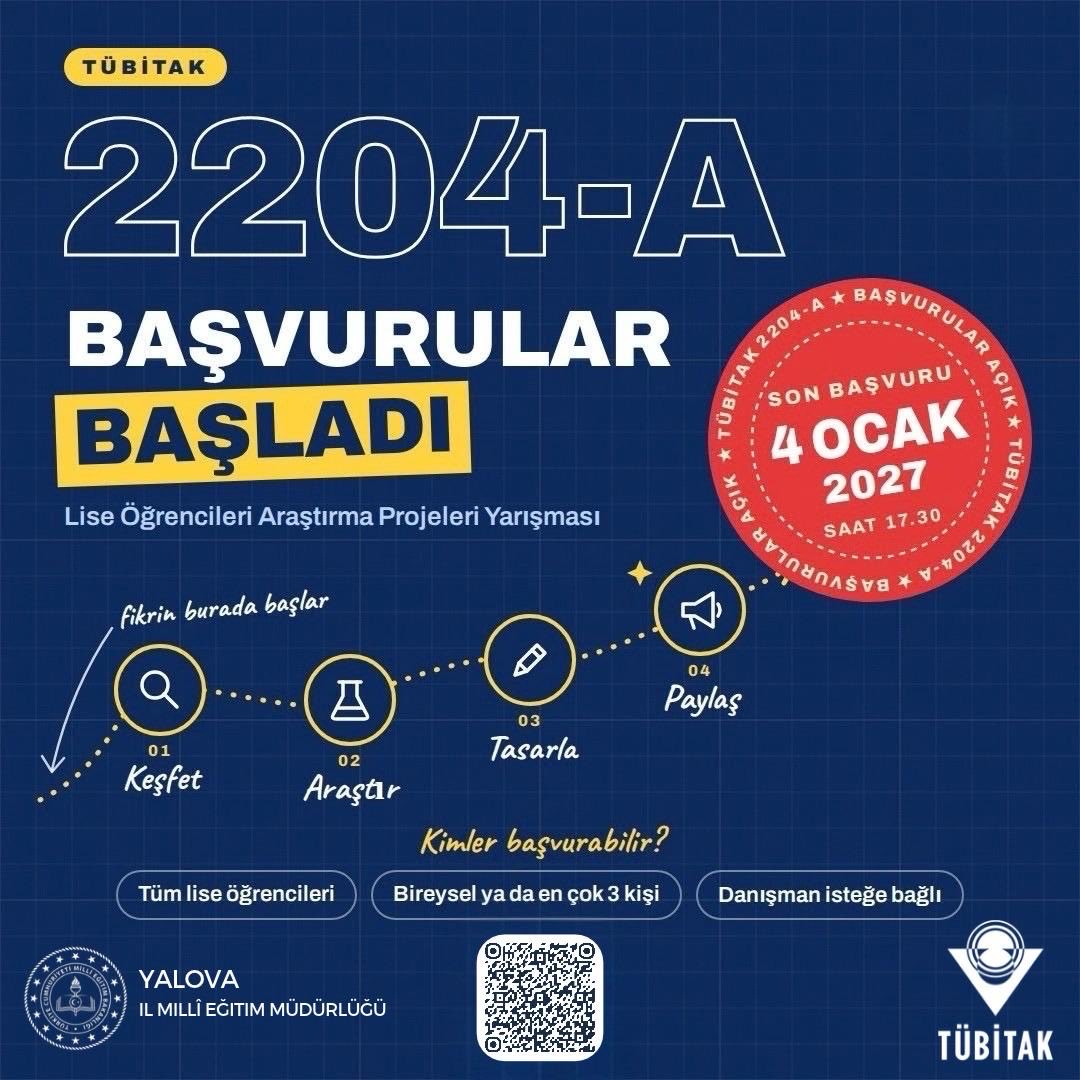 TÜBİTAK 2204-A Lise Proje Yarışması Başvuruları Başladı